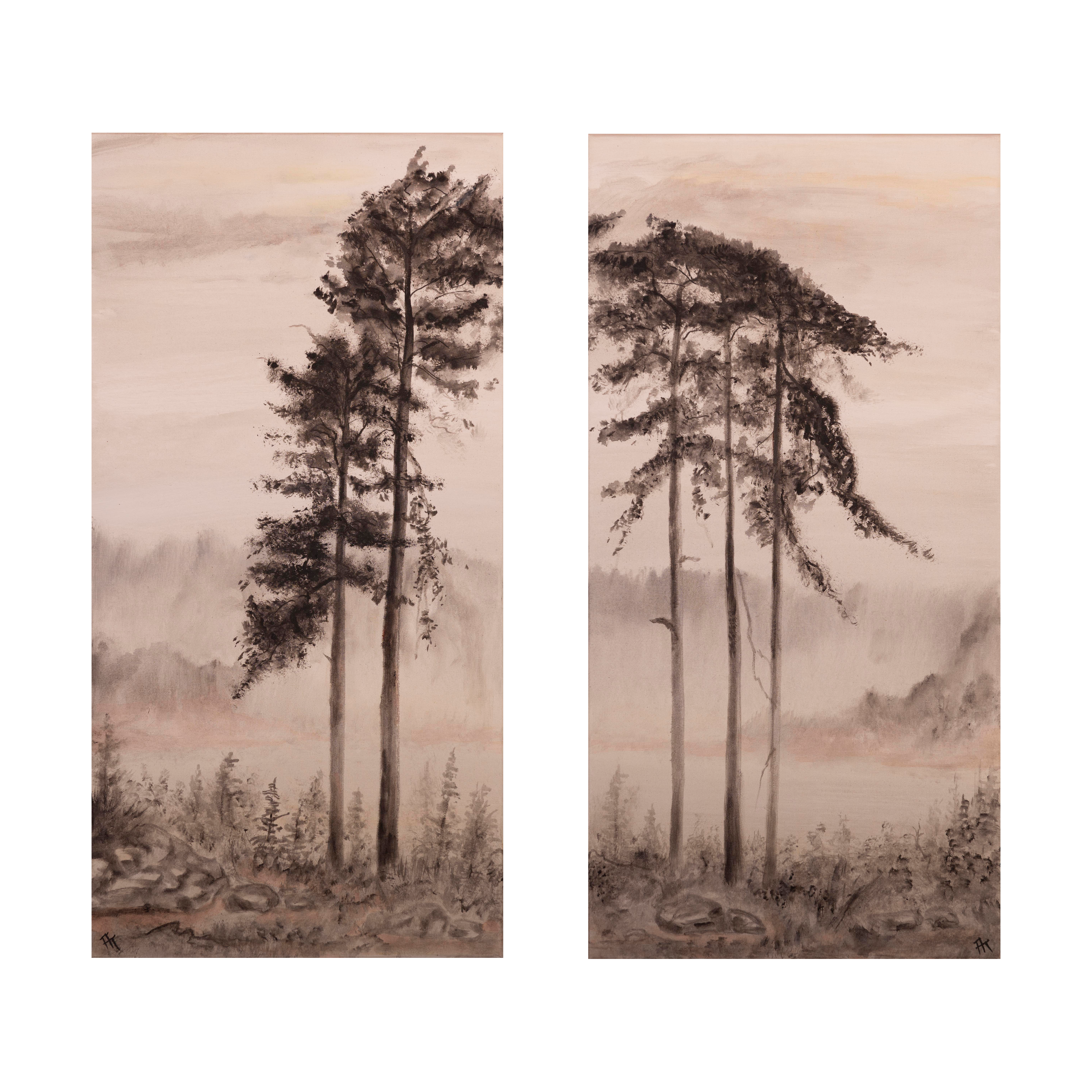 Bäume im Nebel - Diptychon